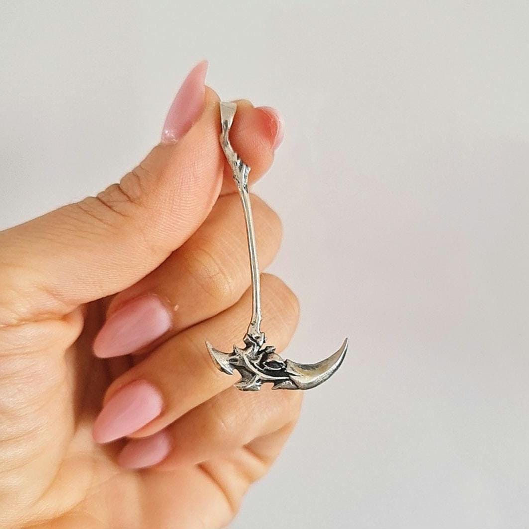 Kayn Scythe Pendant: 925 Sterling Silver LoL Gamer Necklace