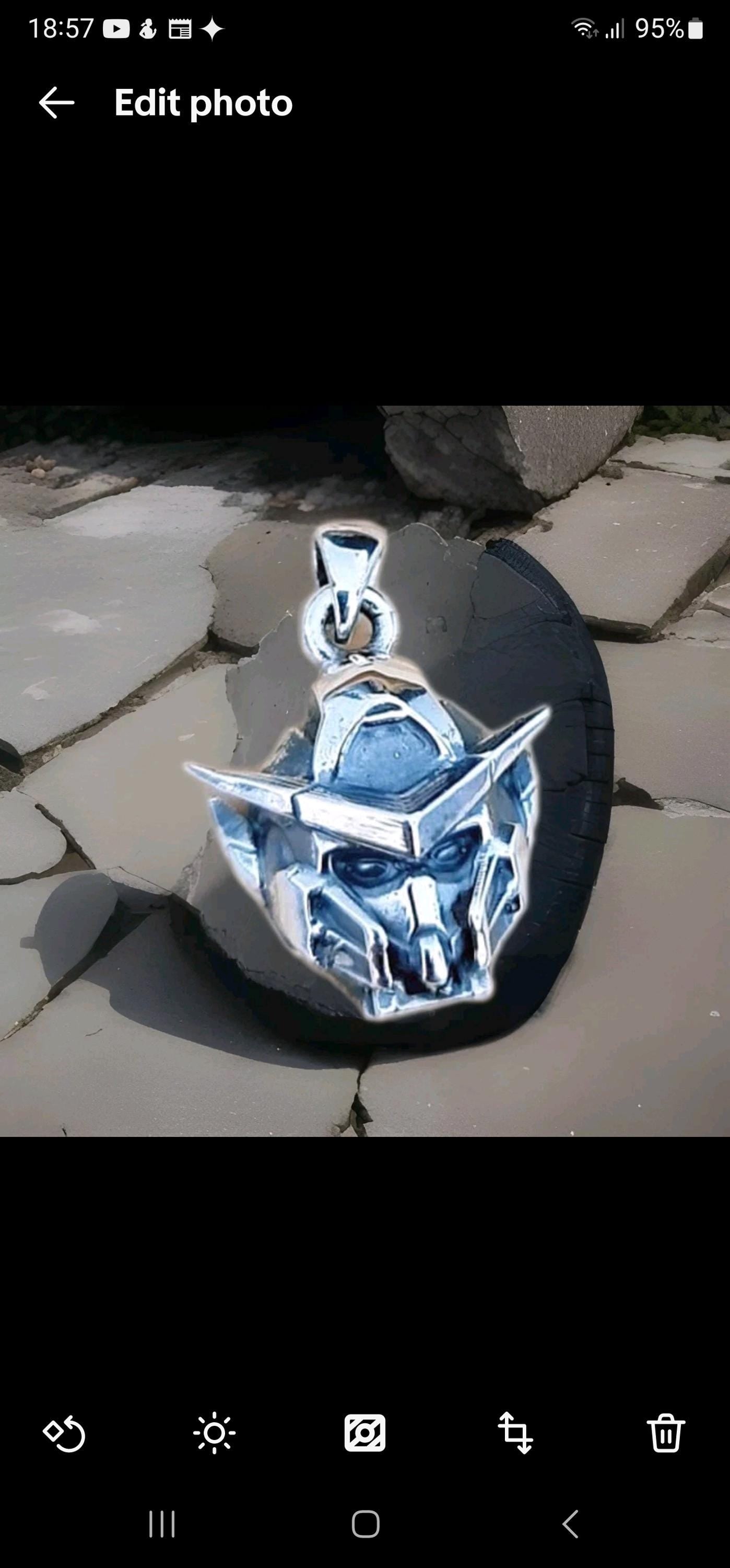 Sterling Silver Japanese Anime Robot Pendant - Oxidized Finish