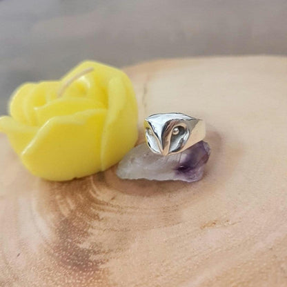 OWL RING - Handcrafted 925 Silver Stylized Animal Jewelry Minimalistic -  solid sturdy