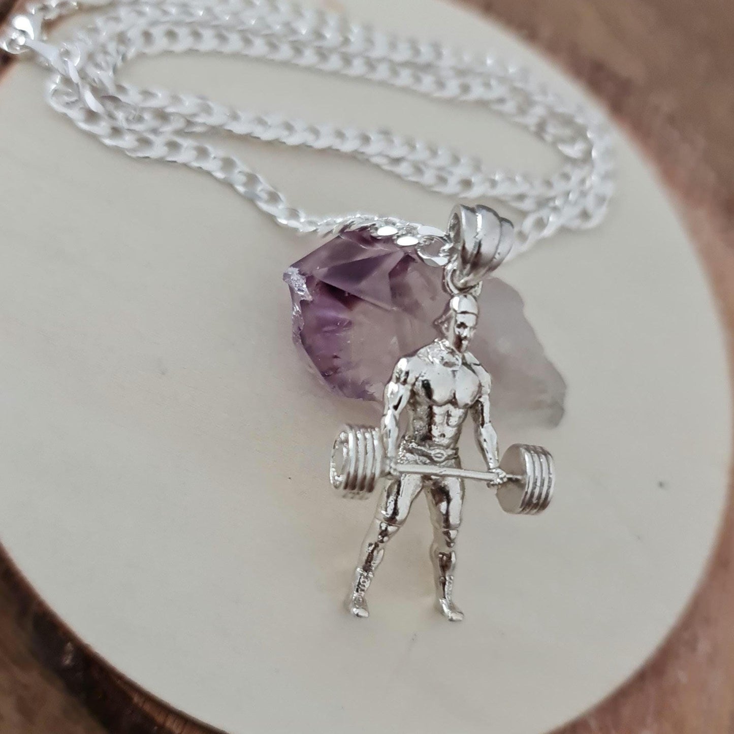 Handmade Sterling Silver Bodybuilder Pendant: Gym Gift