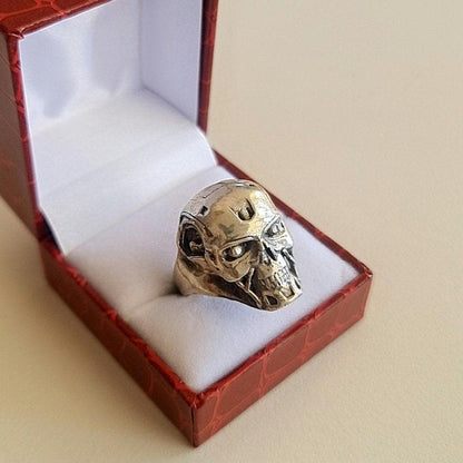 Handmade Sterling Silver T-800 Skull Ring: Terminator Fan Jewelry