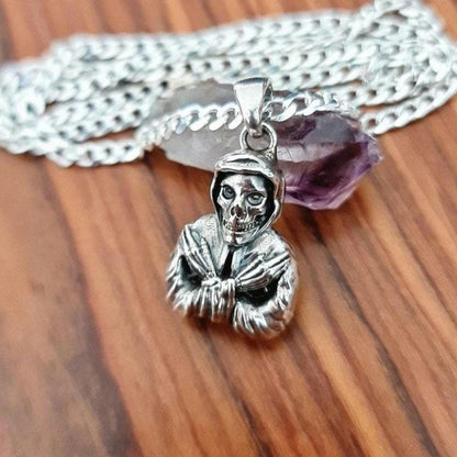 Punk horror Misfit music Pendant-Skull Unique design- Handmade 925 Silver