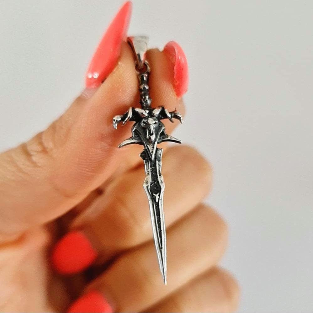 Frostmourne Sword Pendant , Wow, World of Warcraft  , Lich King,  Handmade 925 Sterling Silver