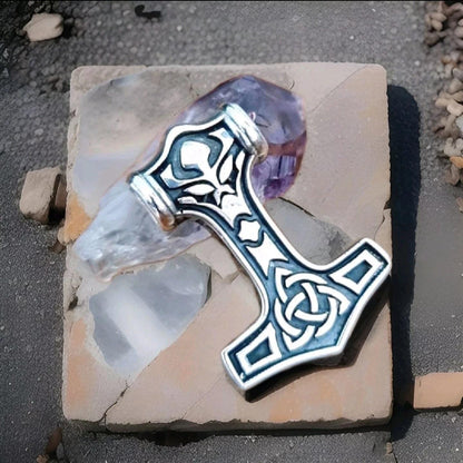 Sterling Silver Thor's Hammer Necklace: Handmade Mjolnir Pendant
