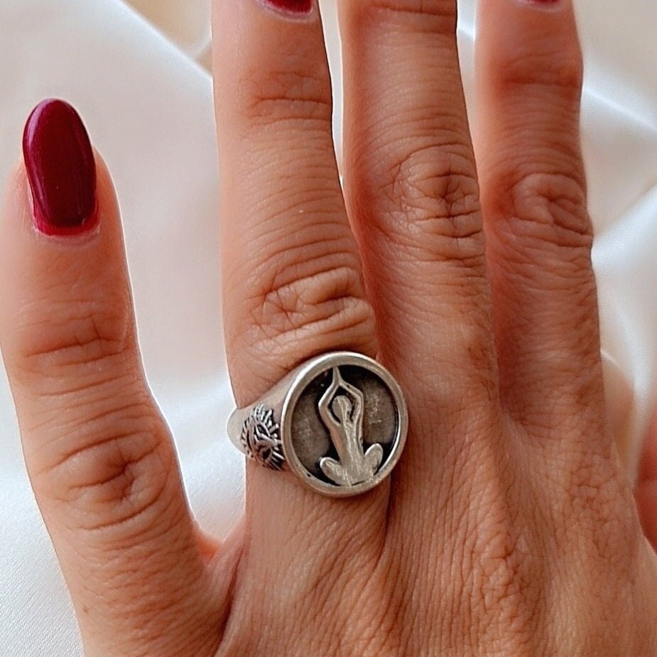 Meditation Om Ring -925  Sterling Silver - Unique Symbol Design -  Handmade