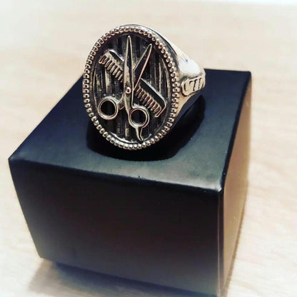 Scissors & Comb ring - Stylish Accessory - 925 Sterling Silver - solid and sturdy