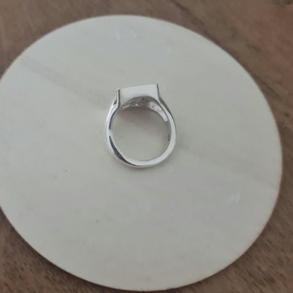 Handmade Sterling Silver Square Face Ring: Minimalist Design