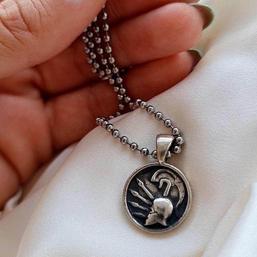 Spartan Warrior Helmet Pendant - Sterling Silver Greek Warrior Jewelry