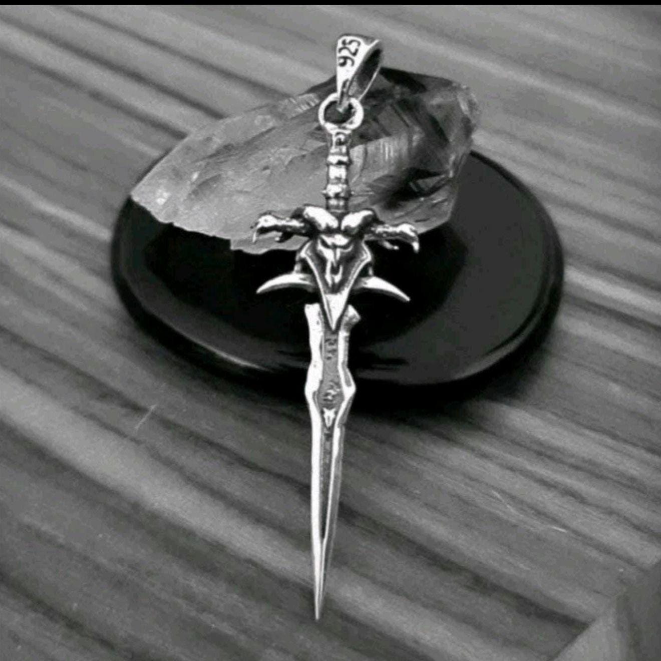Frostmourne Sword Pendant , Wow, World of Warcraft  , Lich King,  Handmade 925 Sterling Silver