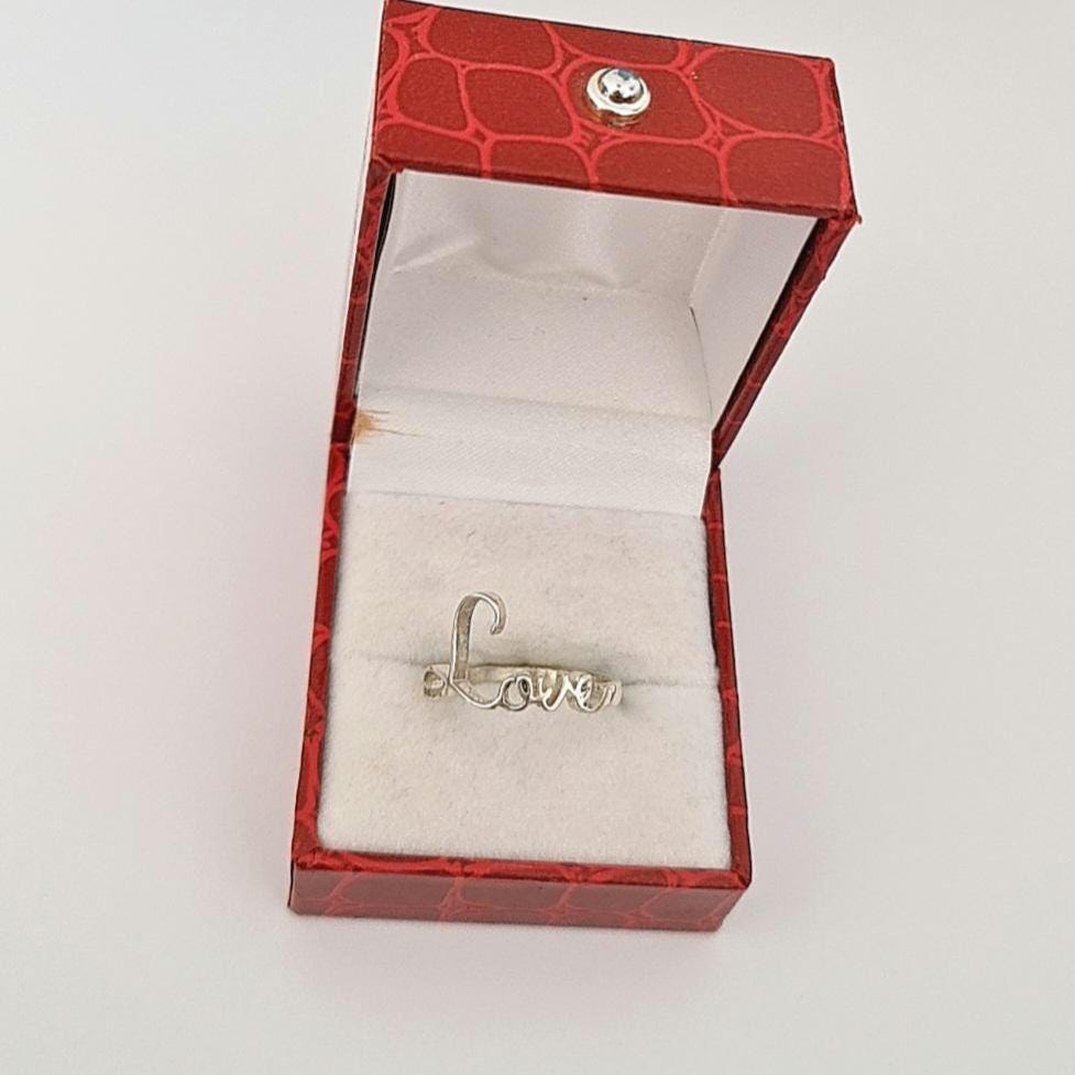 Dainty Sterling Silver Love Ring: Minimalist Promise Jewelry