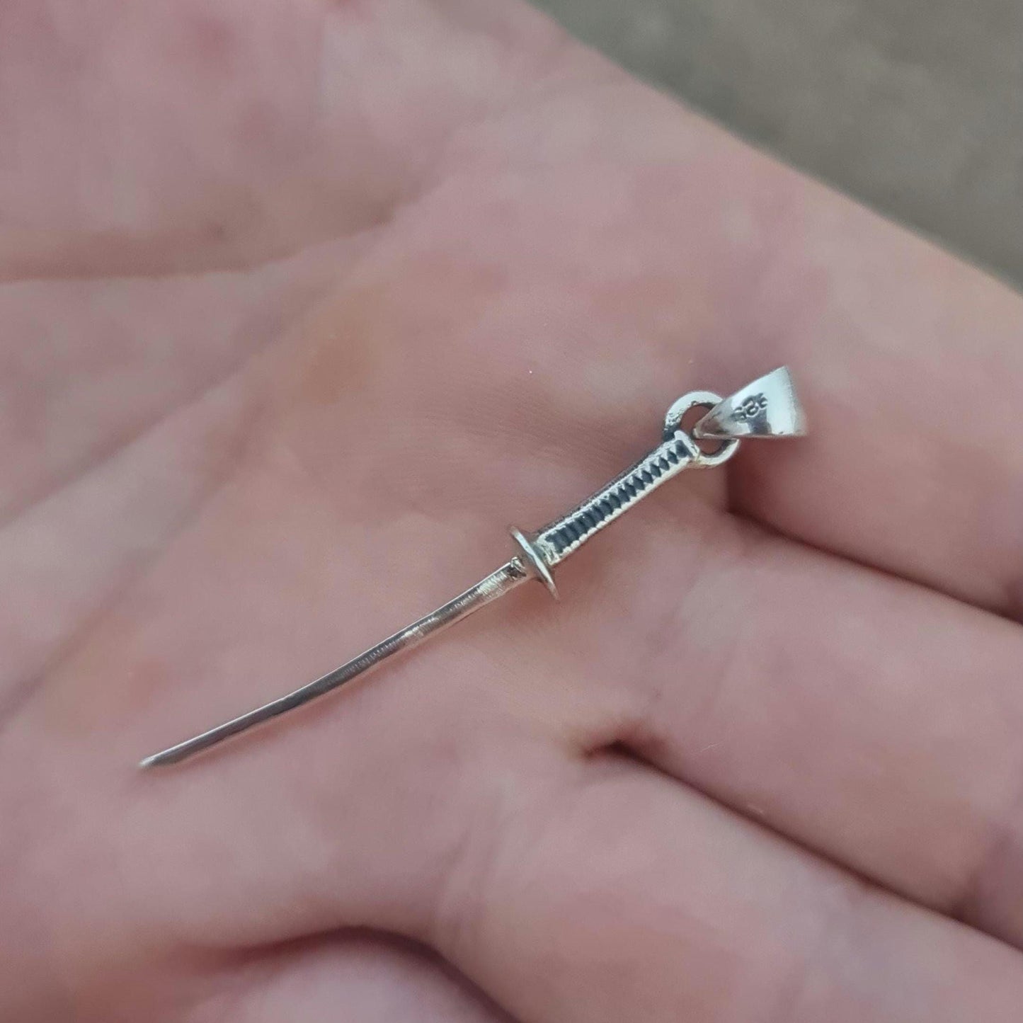 Handmade Sterling Silver Katana Pendant: Japanese Samurai Sword Necklace
