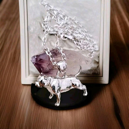 Handmade Silver Exotic Pitbull Dog Pendant: Unique Statement Jewelry