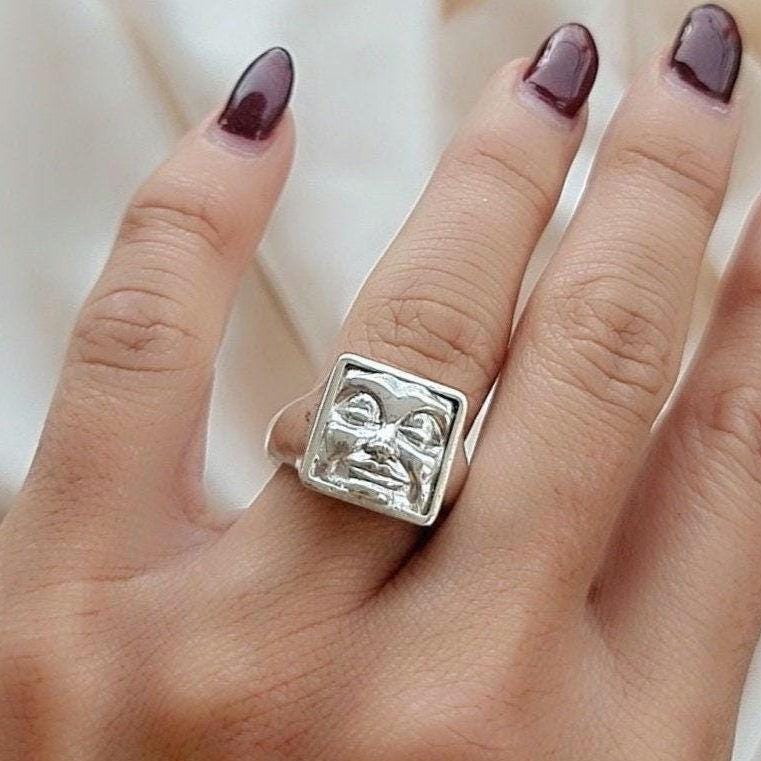 Handmade Sterling Silver Square Face Ring: Minimalist Design