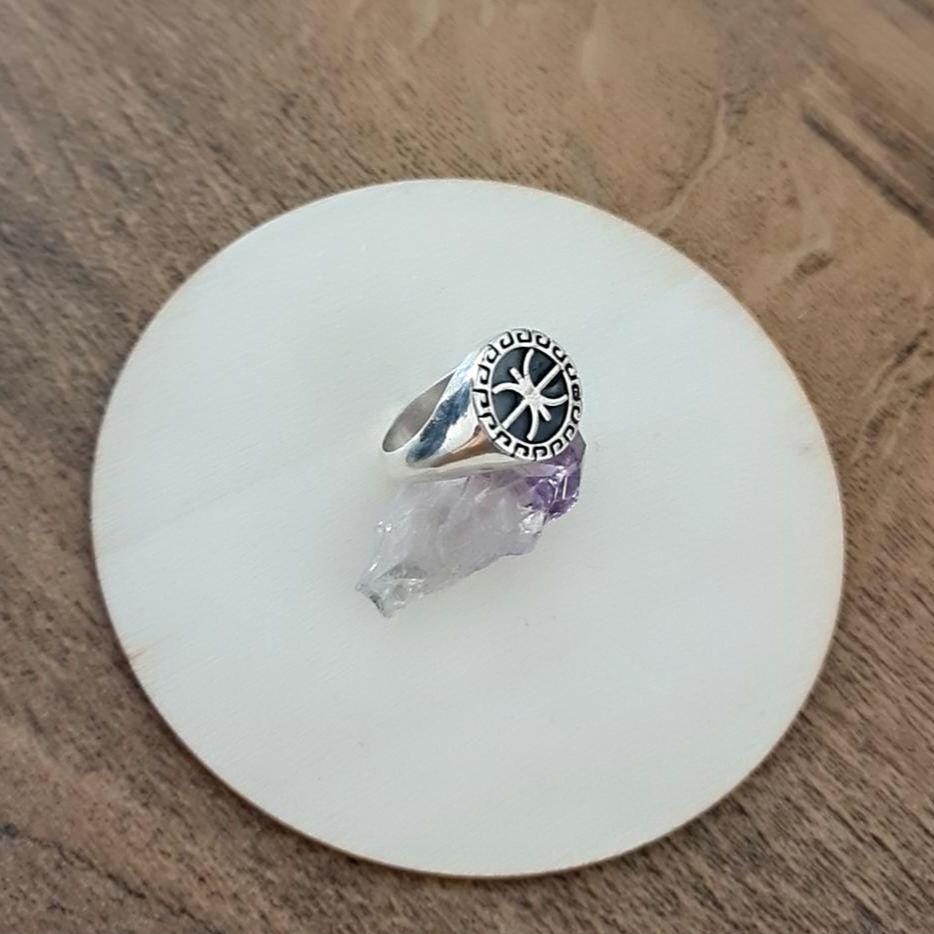 Delfic Epsilon Ring-925 Sterling Silver-Powerful Greek Symbol of Wisdom and Inspiration -