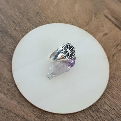 Delfic Epsilon Ring-925 Sterling Silver-Powerful Greek Symbol of Wisdom and Inspiration -