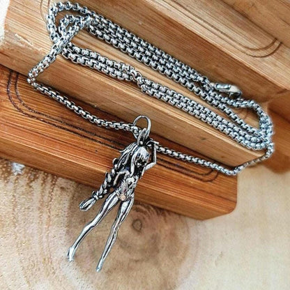 Anime Bunny Girl Pewter Necklace: Braided Hair Cosplay Jewelry