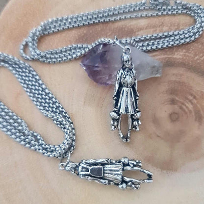 Anime Girl Pewter Necklace: Retro Rock Hip Hop Jewelry