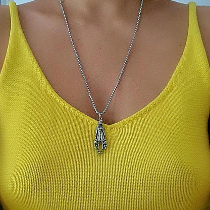 Anime Girl Pewter Necklace: Retro Rock Hip Hop Jewelry