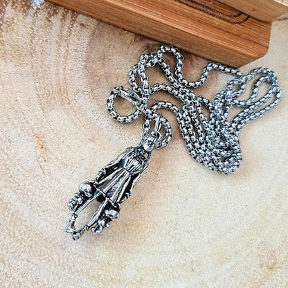 Anime Girl Pewter Necklace: Retro Rock Hip Hop Jewelry