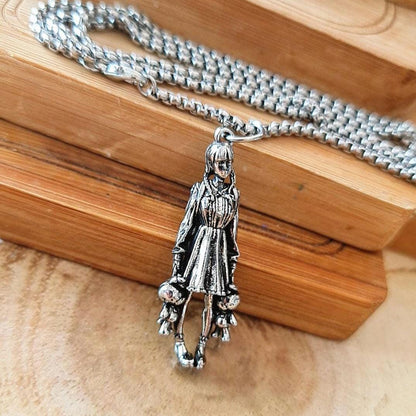 Anime Girl Pewter Necklace: Retro Rock Hip Hop Jewelry