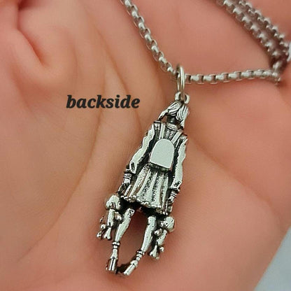 Anime Girl Pewter Necklace: Retro Rock Hip Hop Jewelry