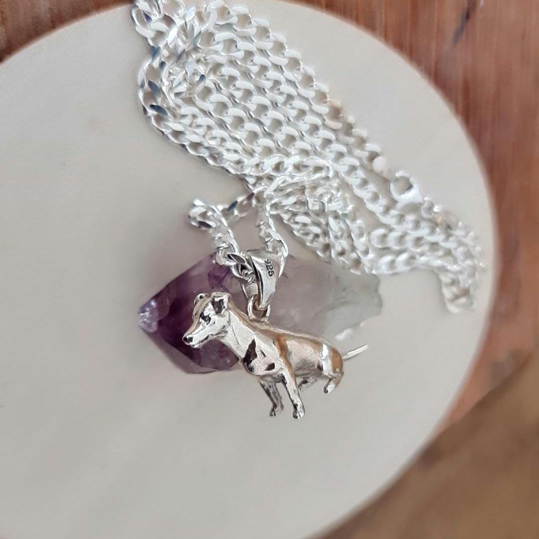 Handmade Sterling Silver Jack Russell Dog Pendant: Minimalist 925 Silver