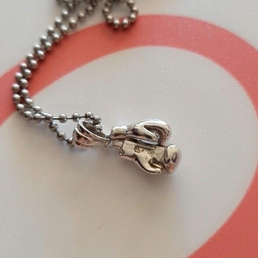 Handmade Silver Boxing Gloves Pendant Necklace - Gift for Athletes