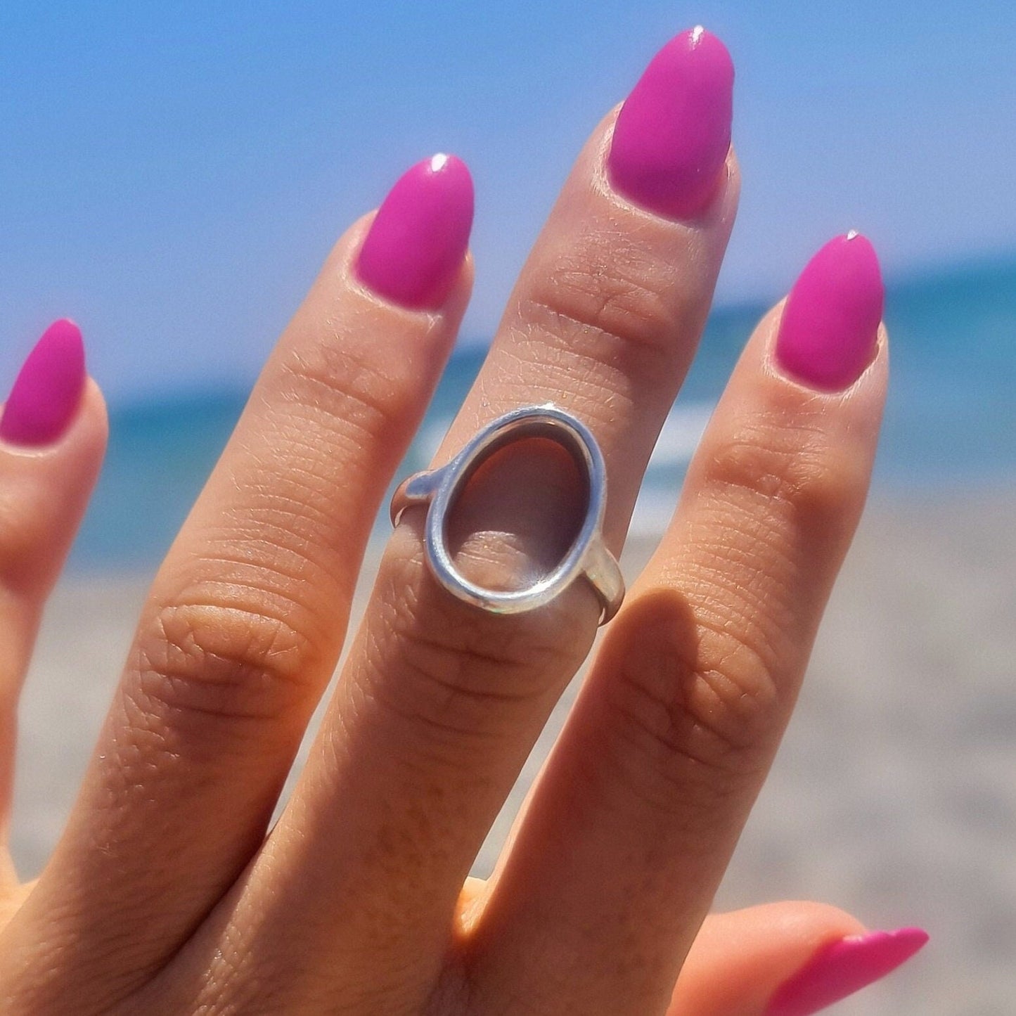 Oval ring, Sterling Silver Ring , Geometric