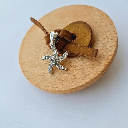 Sterling Silver Starfish Pendant – Dainty Sea Star Charm with Sparkling Stones, Ocean Inspired Jewelry