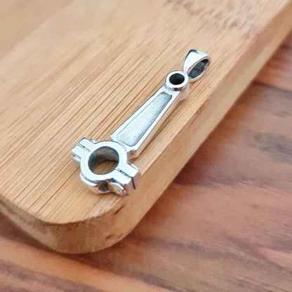Handmade Sterling Silver Piston Rod Pendant - Gothic Biker Charm