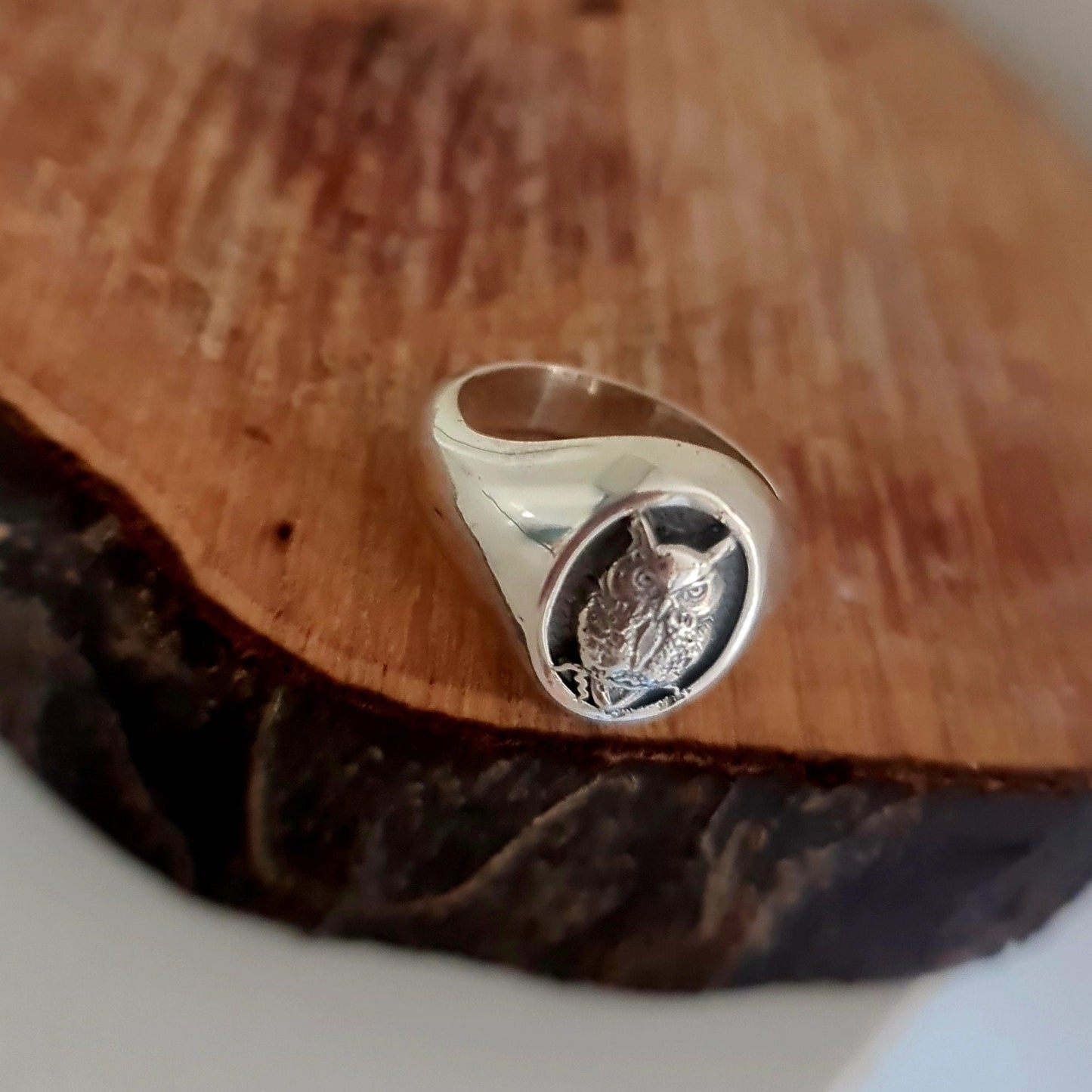 Handmade Sterling Silver Owl Ring: Animal Jewelry Gift