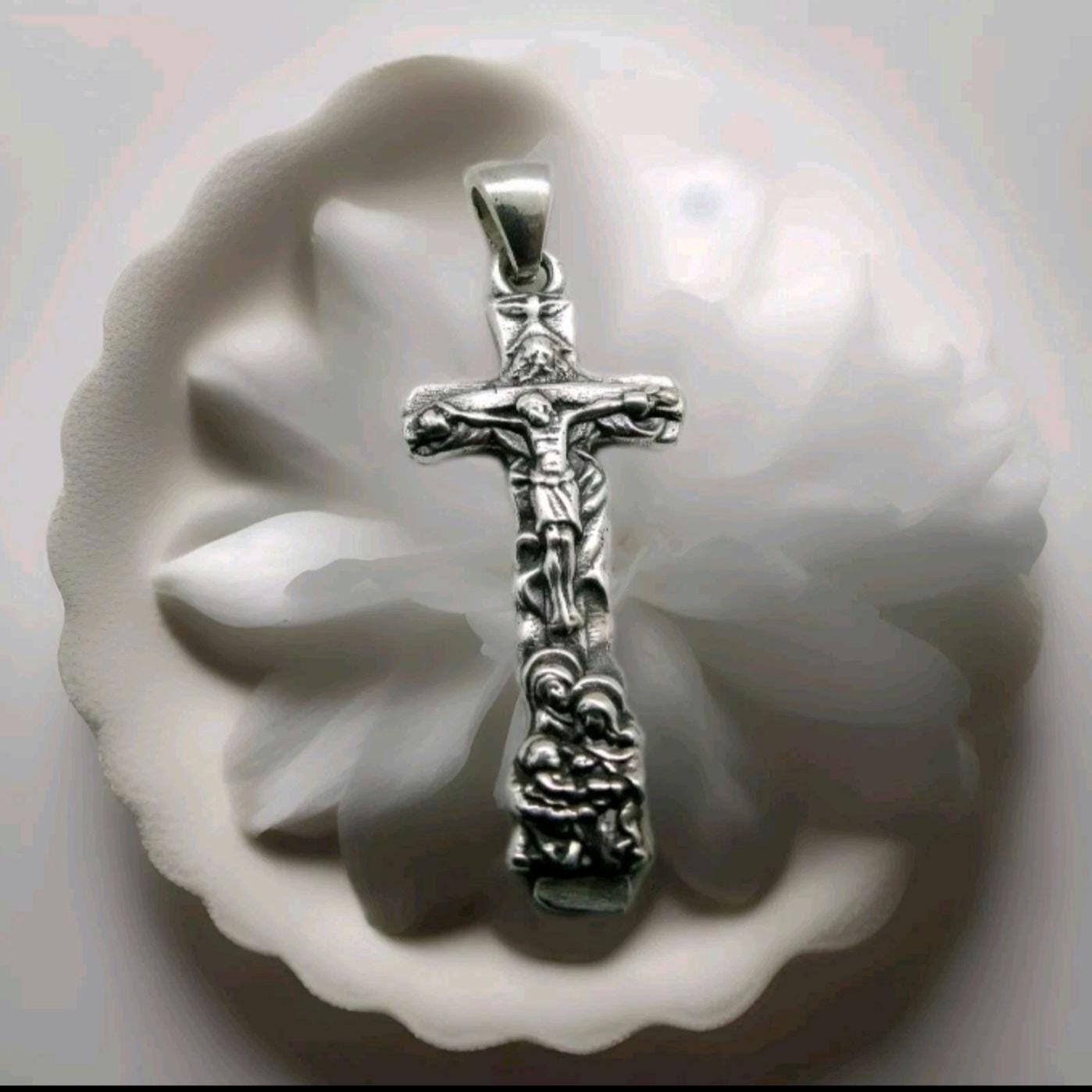 Savior Jesus Cross Pendant - 925 Sterling Silver, Religious Jewelry