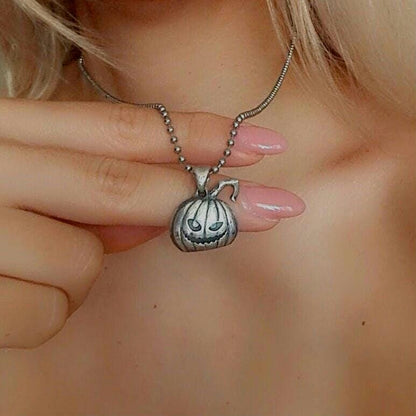 Jack-O'-Lantern Pumpkin pendant - Halloween Gothic charm-  Handmade 925 Silver-
