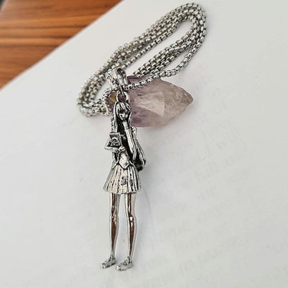 Oversized  school girl Necklace ,Cosplay anime girl ,Cartoon style,  statement 8 cm 5 in