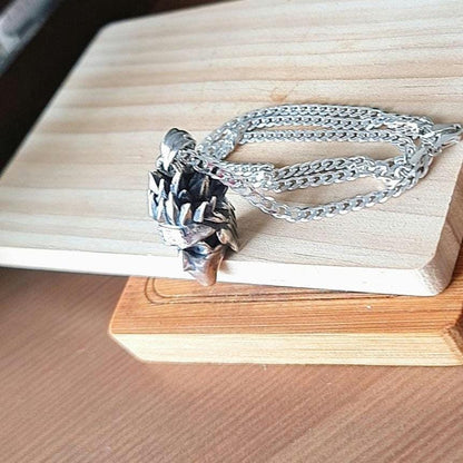 Japanese Masked Ninja Skull Pendant: 925 Sterling Silver Gothic Necklace