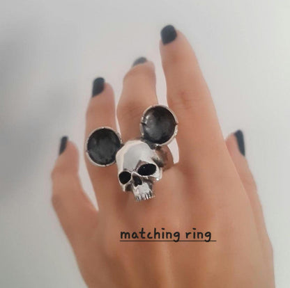 Handmade Gothic Mouse Skull Pendant: Sterling Silver Necklace