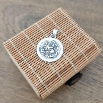 Glorious Saint George Jewelry Piece- Exquisite Design- Sterling Silver Pendant -Handmade