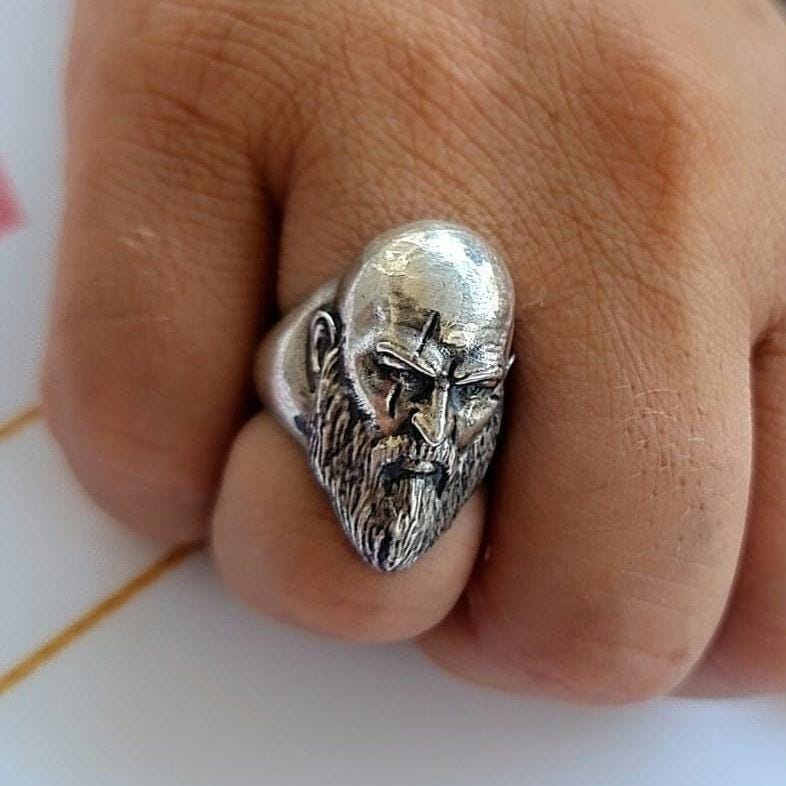 Handmade Kratos Ring: 925 Sterling Silver God of War, Gothic Gamer Jewelry
