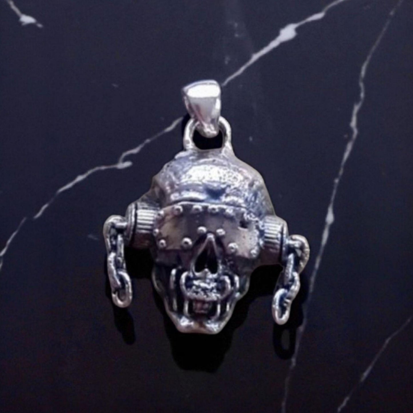 Handmade Sterling Silver Megadeth Vic Rattlehead Pendant: Heavy Metal Skull