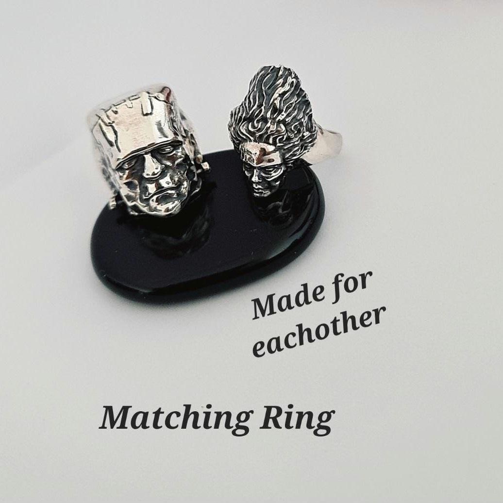 Handmade Sterling Silver Frankenstein Ring: Gothic Horror Jewelry