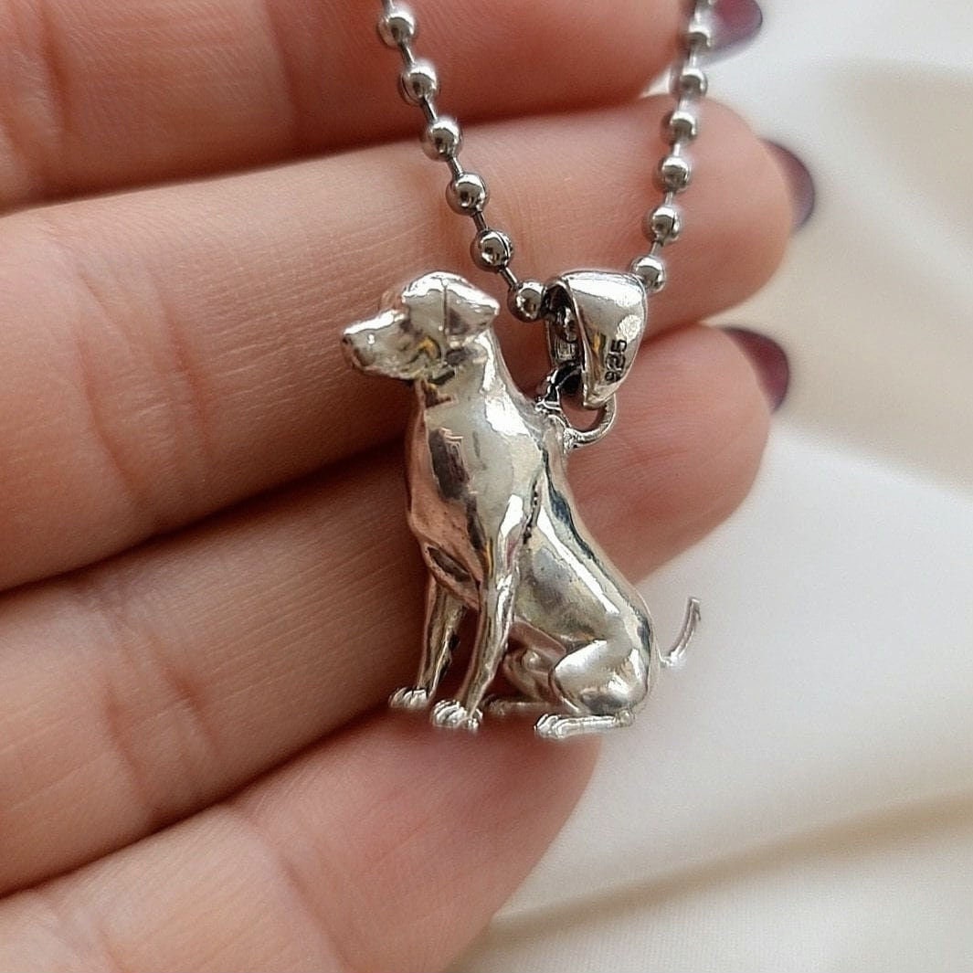 Handmade Labrador Retriever Pendant: Minimalist Sterling Silver Dog Silhouette