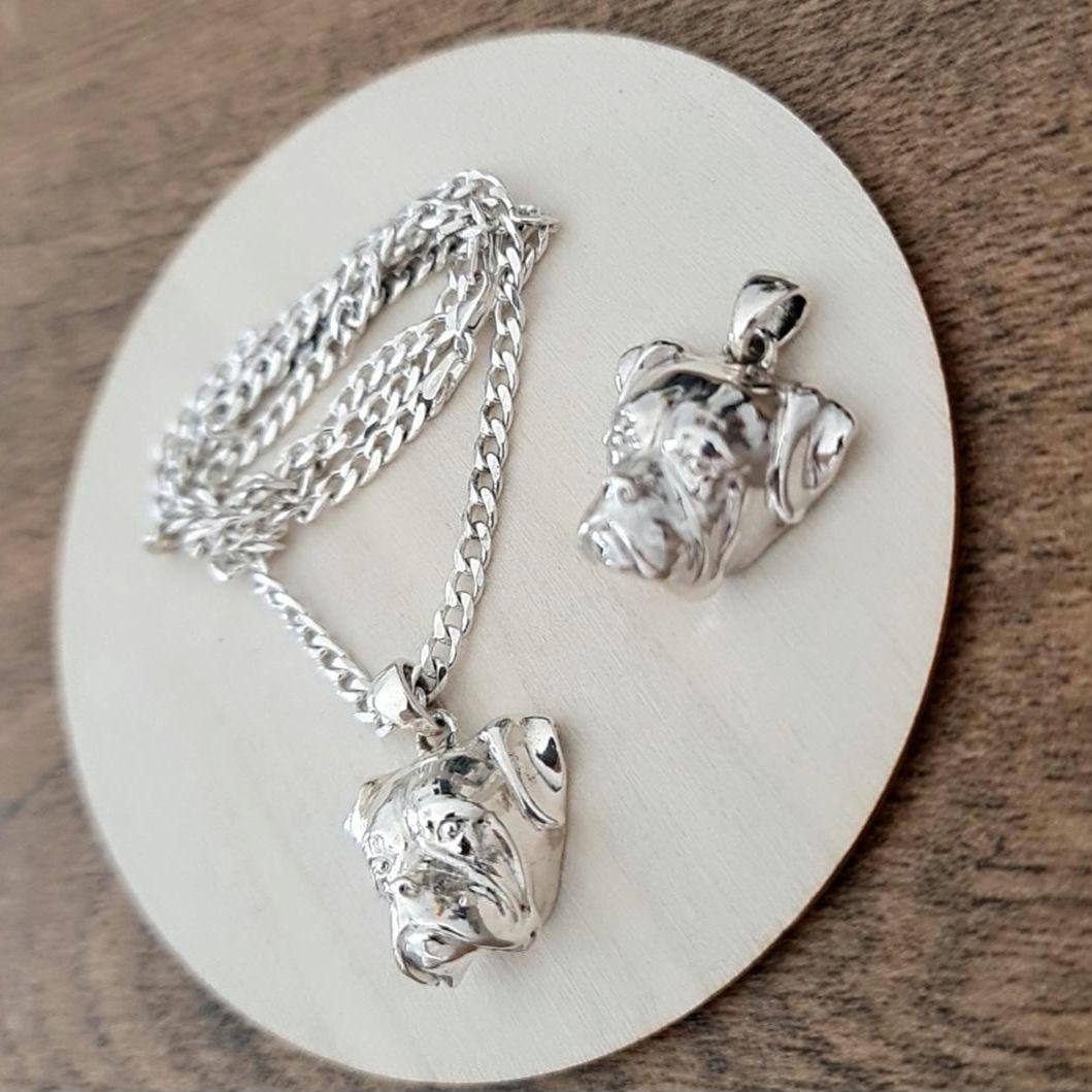 Handmade Sterling Silver Boxer Dog Pendant: Minimalist Pet Jewelry