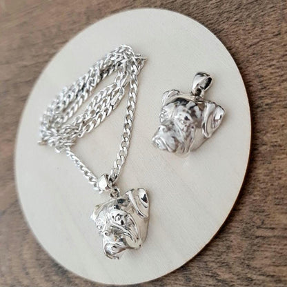 Handmade Sterling Silver Boxer Dog Pendant: Minimalist Pet Jewelry