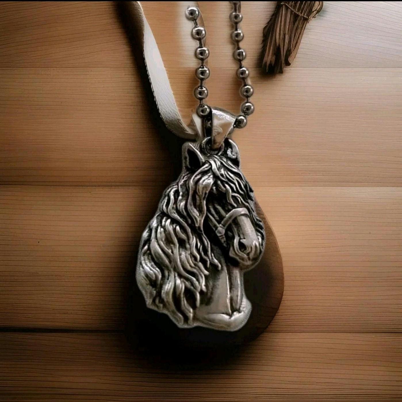 Handmade Gothic Sterling Silver Horse Pendant: Animal Lover Gift