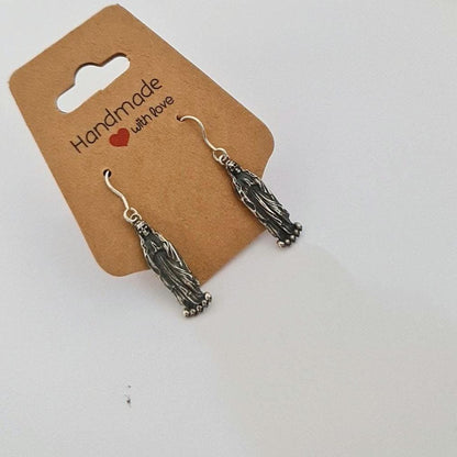 Santa Muerte Dangle Earrings Handmade 925 Sterling Silver - Beautifully Crafted Grim Reaper earrings
