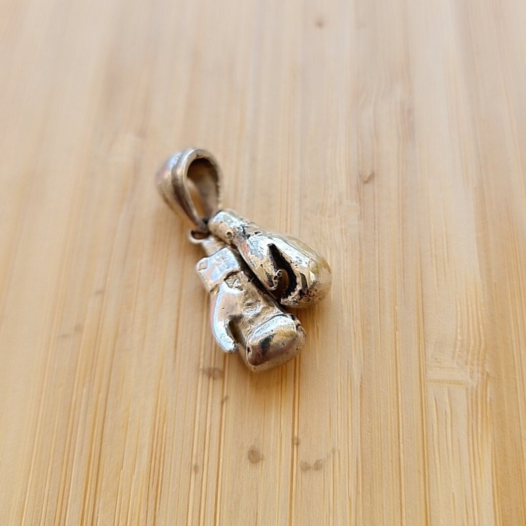Handmade Silver Boxing Gloves Pendant Necklace - Gift for Athletes