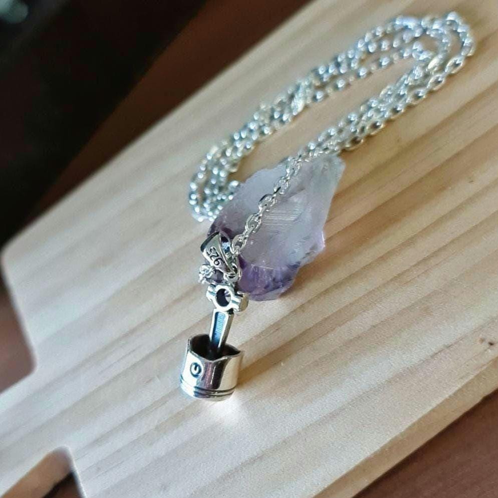 Handmade Sterling Silver Piston Rod Pendant - Gothic Biker Charm