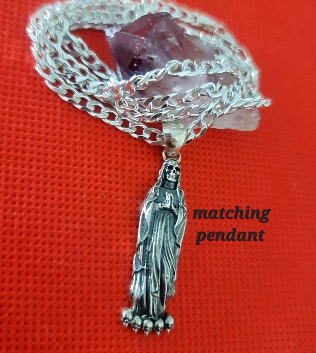 Santa Muerte Dangle Earrings Handmade 925 Sterling Silver - Beautifully Crafted Grim Reaper earrings