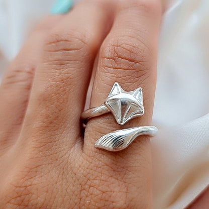 Handmade Sterling Silver Fox Ring: Animal Jewelry Gift