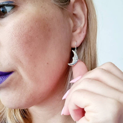 Sterling Silver Moon Face Earrings: Handmade Celestial Jewelry